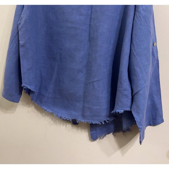 100 % Pure Linen Shirt Women Vintage Linen Made In Italy Embroidered Collar Sz M - Picture 11 of 11